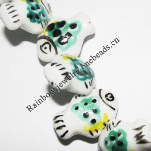 Ceramics Jewelry Beads, Fish 20x14mm, Sold by Bag