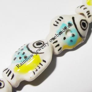Ceramics Jewelry Beads, Fish 15x12mm, Sold by Bag