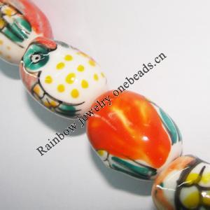 Ceramics Jewelry Beads, Owl 21x16mm, Sold by Bag