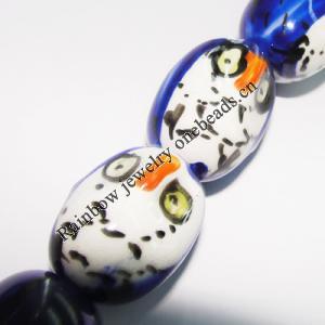 Ceramics Jewelry Beads, Owl 21x16mm, Sold by Bag