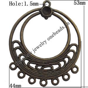 Connector, Lead-free Zinc Alloy Jewelry Findings, 44x53mm Hole=1.5mm,  Sold by Bag