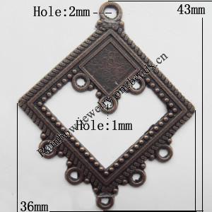 Connector, Lead-free Zinc Alloy Jewelry Findings, 36x43mm Hole=2mm,1mm, Sold by Bag