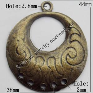 Connector, Lead-free Zinc Alloy Jewelry Findings, 38x44mm Hole=2.8mm,2mm, Sold by Bag