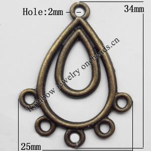 Connector, Lead-free Zinc Alloy Jewelry Findings, 25x34mm Hole=2mm, Sold by Bag