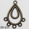 Connector, Lead-free Zinc Alloy Jewelry Findings, 25x34mm Hole=2mm, Sold by Bag