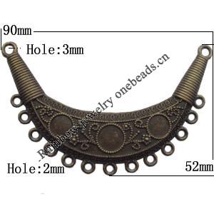 Connector, Lead-free Zinc Alloy Jewelry Findings, 90x52mm Hole=3mm,2mm, Sold by Bag
