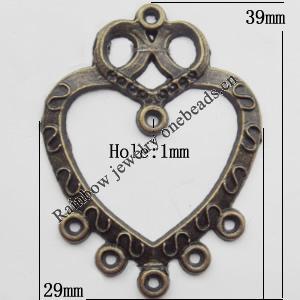 Connector, Lead-free Zinc Alloy Jewelry Findings, 29x39mm Hole=1mm, Sold by Bag