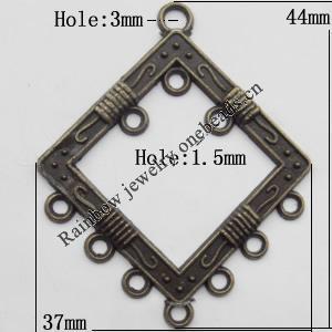 Connector, Lead-free Zinc Alloy Jewelry Findings, 44x37mm Hole=3mm,1.5mm, Sold by Bag