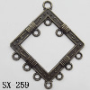 Connector, Lead-free Zinc Alloy Jewelry Findings, 44x37mm Hole=3mm,1.5mm, Sold by Bag
