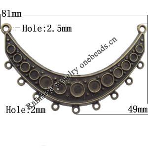 Connector, Lead-free Zinc Alloy Jewelry Findings, 81x49mm Hole=2.5mm,2mm, Sold by Bag