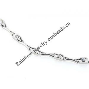 Sterling Silver European style Bracelets, with Zircon, Length:7.1 Inch, Sold by PC