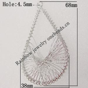Iron Thread Component Handmade Lead-free, 68x38mm Hole:4.5mm Sold by Bag