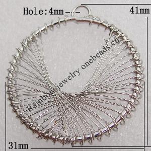 Iron Thread Component Handmade Lead-free, 41x31mm Hole:4mm Sold by Bag