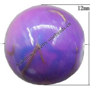 Painted Spray-paint Acrylic Beads, Round 12mm, Sold by Bag