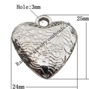 Jewelry findings, CCB plastic Pendants, Heart 25x24mm Hole:3mm, Sold by Bag