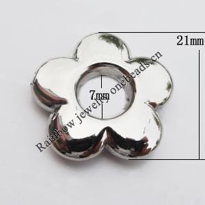 Jewelry findings, CCB plastic Beads, Flower O:21mm I:7mm, Sold by Bag