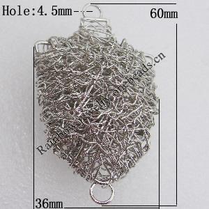 Iron Thread Component Handmade Lead-free, 60x36mm Hole:4.5mm Sold by Bag