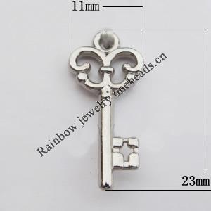 Jewelry findings, CCB plastic Pendants, Key 23x11mm Hole:1.5mm, Sold by Bag