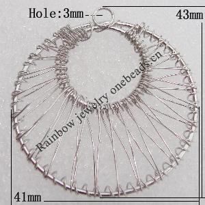 Iron Thread Component Handmade Lead-free, 43x41mm Hole:3mm Sold by Bag
