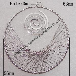 Iron Thread Component Handmade Lead-free, 63x56mm Hole:3mm Sold by Bag