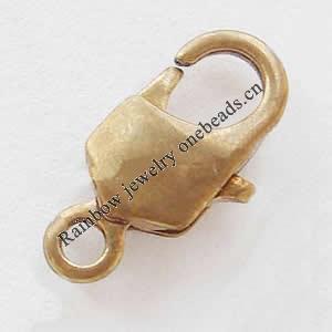 Brass Lobster Claw Clasp, Pb-free, 16x8mm, Hole:Approx 2MM, Sold by Bag