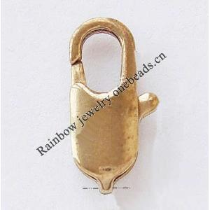 Brass Lobster Claw Clasp, Pb-free, 16.5x8mm, Hole:Approx 2MM, Sold by Bag