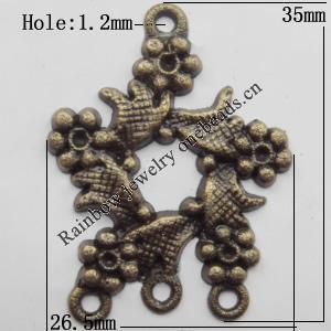 Connector, Lead-free Zinc Alloy Jewelry Findings, 26.5x35mm Hole=1.2mm, Sold by Bag
