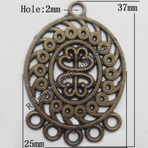 Connector, Lead-free Zinc Alloy Jewelry Findings, 25x37mm Hole=2mm, Sold by Bag