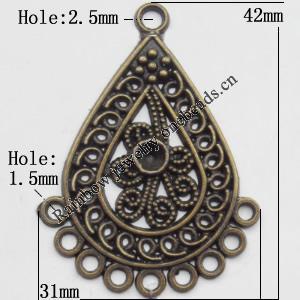 Connector, Lead-free Zinc Alloy Jewelry Findings, 31x42mm Hole=2.5mm,1.5mm, Sold by Bag