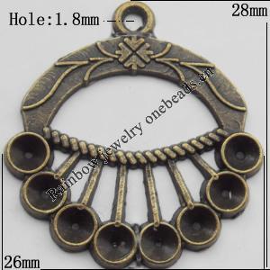 Connector, Lead-free Zinc Alloy Jewelry Findings, 26x28mm Hole=1.8mm, Sold by Bag