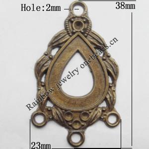 Connector, Lead-free Zinc Alloy Jewelry Findings, 23x38mm Hole=2mm, Sold by Bag