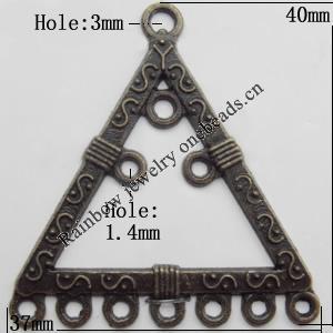 Connector, Lead-free Zinc Alloy Jewelry Findings, 37x40mm Hole=3mm,1.4mm, Sold by Bag