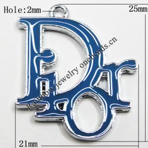 Zinc Alloy Enamel Pendant, 25x21mm Hole:2mm, Sold by Group