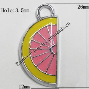 Zinc Alloy Enamel Pendant, Fruit 26x12mm Hole:1.5mm, Sold by Group