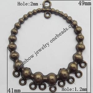 Connector, Lead-free Zinc Alloy Jewelry Findings, 41x49mm Hole=2mm,1.2mm, Sold by Bag