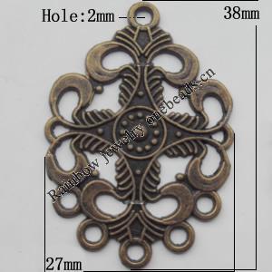 Connector, Lead-free Zinc Alloy Jewelry Findings, 27x38mm Hole=2mm, Sold by Bag