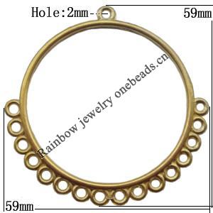 Connector, Lead-free Zinc Alloy Jewelry Findings, 59x59mm Hole=2mm, Sold by Bag