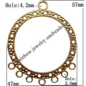 Connector, Lead-free Zinc Alloy Jewelry Findings, 47x57mm Hole=4.2mm,2.6mm, Sold by Bag