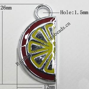 Zinc Alloy Enamel Pendant, Fruit 26x12mm Hole:1.5mm, Sold by Group