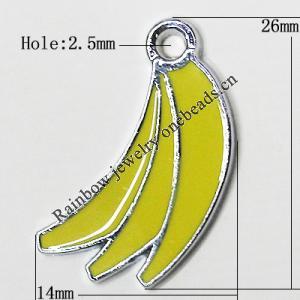Zinc Alloy Enamel Pendant, Fruit 26x12mm Hole:2.5mm, Sold by Group