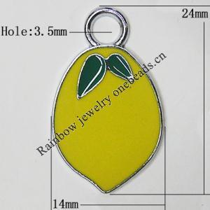 Zinc Alloy Enamel Pendant, Fruit 24x14mm Hole:3.5mm, Sold by Group