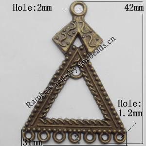 Connector, Lead-free Zinc Alloy Jewelry Findings, 31x42mm Hole=2mm,1.2mm, Sold by Bag