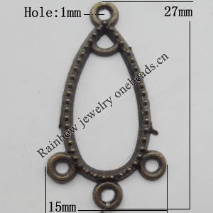 Connector, Lead-free Zinc Alloy Jewelry Findings, 15x27mm Hole=1mm, Sold by Bag