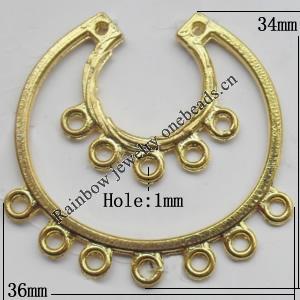 Connector, Lead-free Zinc Alloy Jewelry Findings, 36x34mm Hole=1mm, Sold by Bag