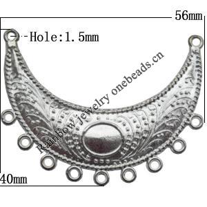Connector, Lead-free Zinc Alloy Jewelry Findings, 56x40mm Hole=1.5mm, Sold by Bag