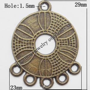 Connector, Lead-free Zinc Alloy Jewelry Findings, 23x29mm Hole=1.5mm, Sold by Bag