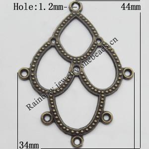 Connector, Lead-free Zinc Alloy Jewelry Findings, 34x44mm Hole=1.2mm, Sold by Bag