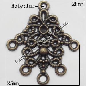 Connector, Lead-free Zinc Alloy Jewelry Findings, 25x28mm Hole=1mm, Sold by Bag