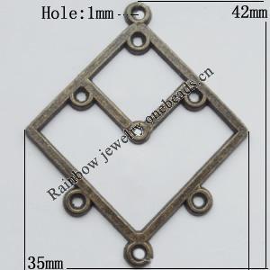 Connector, Lead-free Zinc Alloy Jewelry Findings, 35x42mm Hole=1mm, Sold by Bag