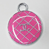 Zinc Alloy Enamel Pendant, Round 20x16mm Hole:3mm, Sold by Group